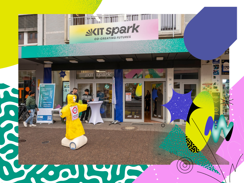 Bildausschnitt vor KIT spark mit Roboter des Reallabors Robotische KI.